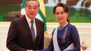 Wang Xi et Aung San Suu Kyi, le 7 décembre 2019 en birmanie