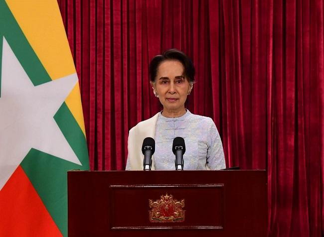 Aung San Suu Kyi mardi 24 mars 2020 lors de son allocution retransmise à la télévision nationale