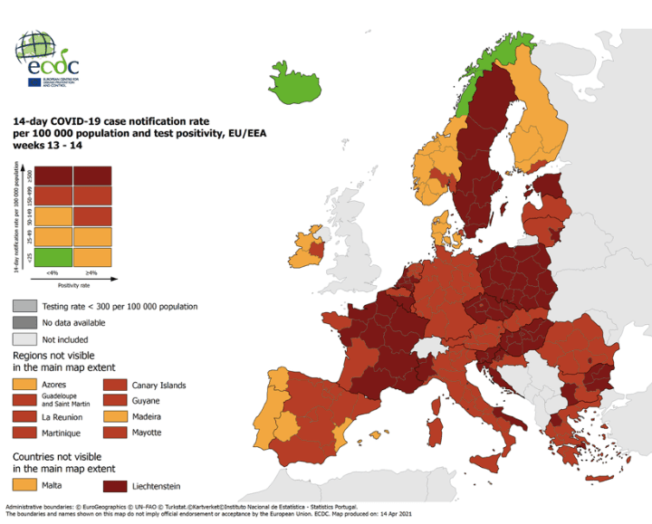 carte situation Covid-19 en Europe