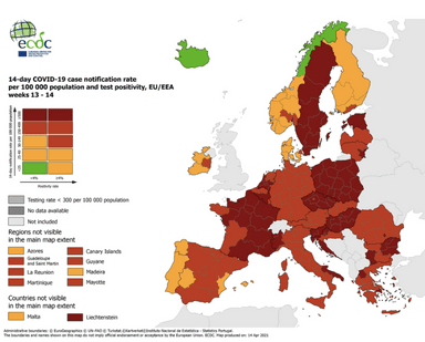 carte situation Covid-19 en Europe