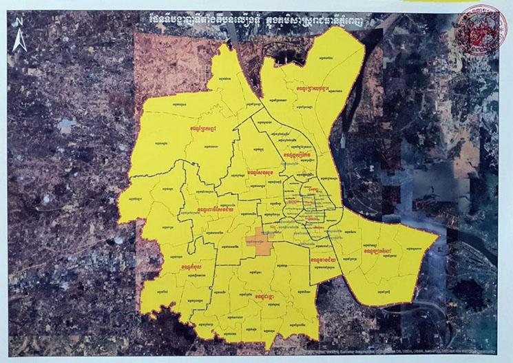 Carte des confinements de Phnom Penh le 20 mai 2021