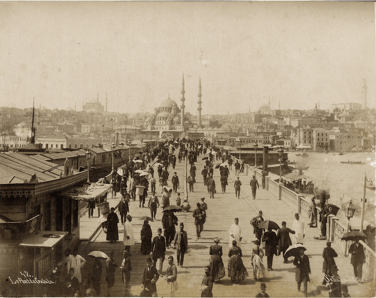 photo d'époque du pont de Galata à Istanbul