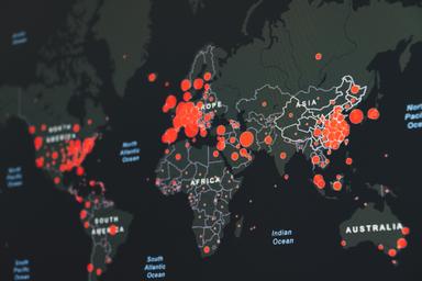 Carte du monde montrant la propagation du virus