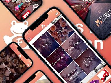 Ecrans de téléphone mobile avec l'application frogsinlondon