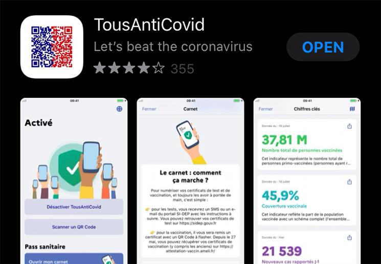 tous anti covid application sur l'apple store 