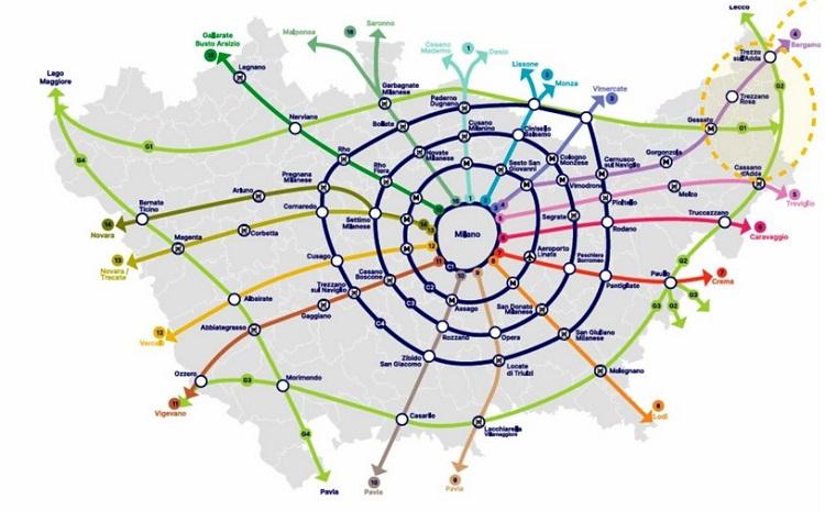 carte du plan vélo milan