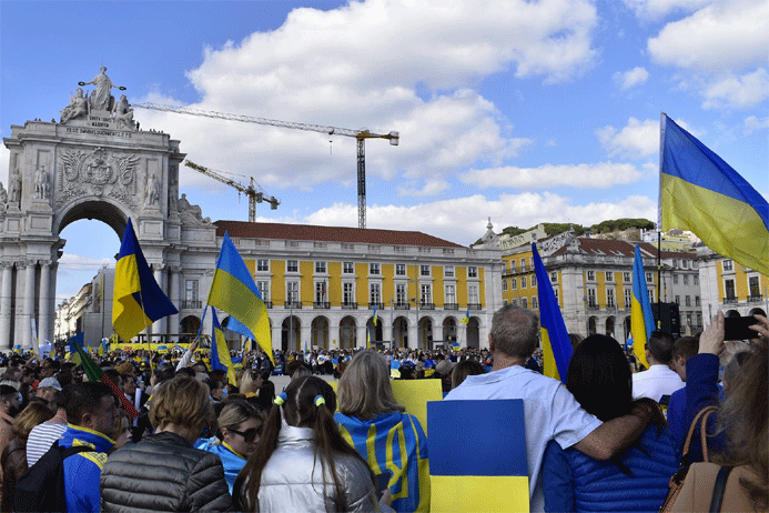 Manifestation à LIsbonne de soutien à l´Ukraine