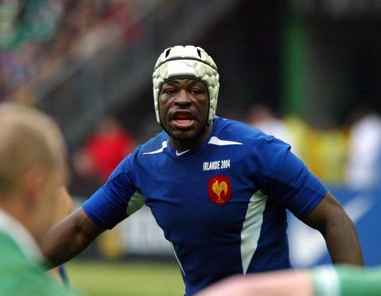 Serge Betsen sous le maillot de l'équipe de France