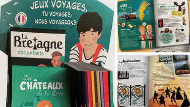 bonhomme de chemin crée des livres jeux de voyage pour apprendre en s'amusan