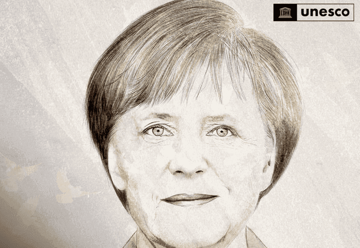 Affiche Angela Merkel UNESCO