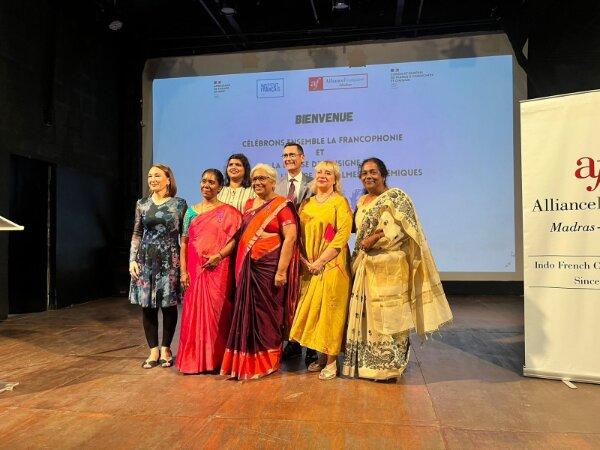 Remise des palmes académiques aux docteures Sumitra Muthukumar et Navis Sybil Abarna Roy. Photo : Fabienne