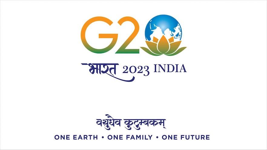 Le logo et la devise du G20 2023 sous la présidence de l'Inde