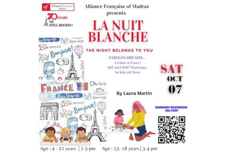 Affiche des 70 ans de l'Alliance française de Madras