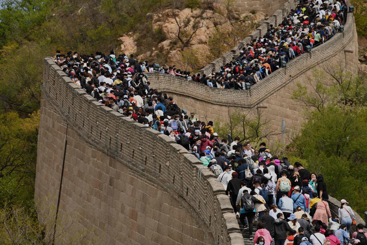 golden week foule sur la grande muraille de Chine