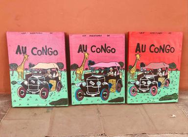 Reproduction de couvertures de Tintin  au Congo