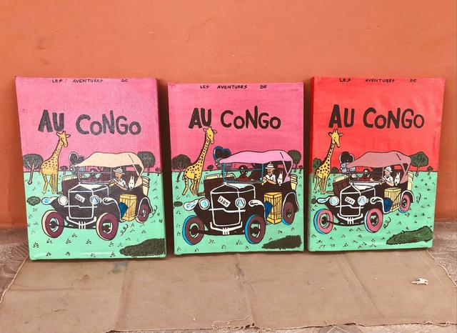 Reproduction de couvertures de Tintin  au Congo