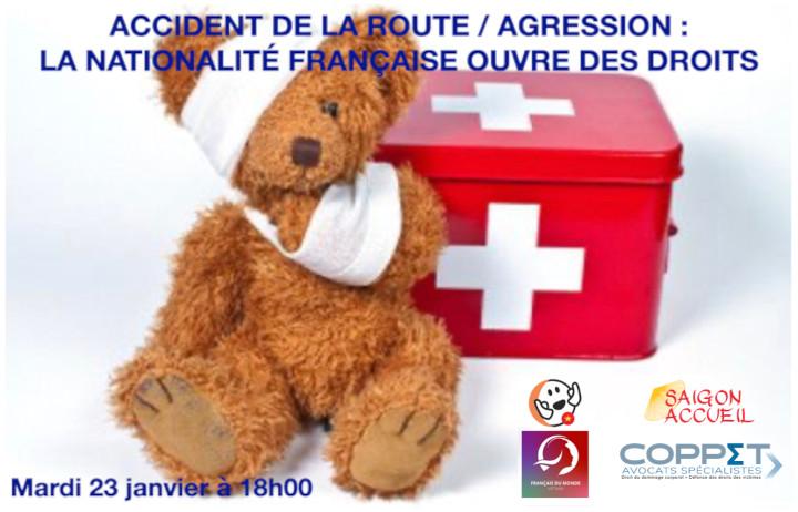 Conférence accident de la route/agression, la nationalité française ouvre des droits