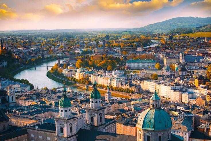 étudier en Autriche, vue aérienne de Salzburg