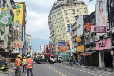 image de batiment à Taiwan frappé par les séismes